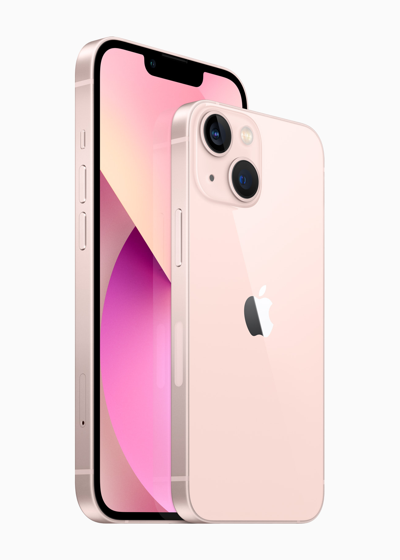 iPhone 13 in pink, back and front